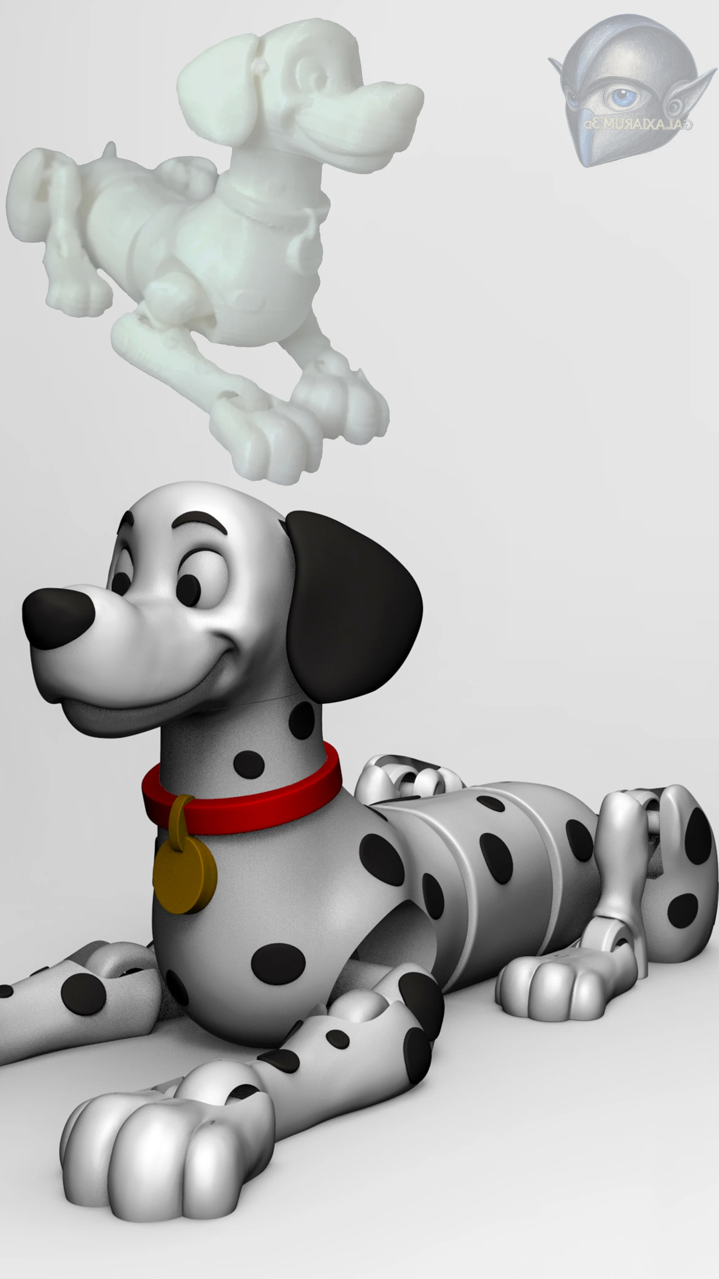 Fully Flexible Dalmatian Dog Toy 3d model