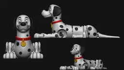 Fully Flexible Dalmatian Dog Toy 3d model