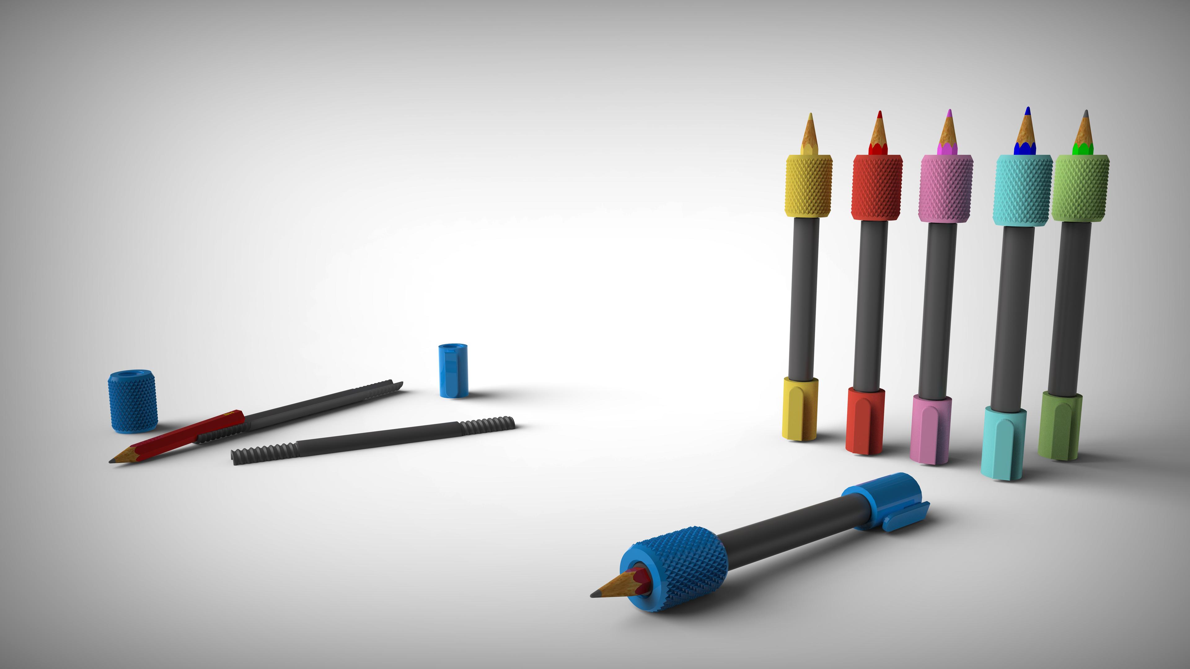 The Pencil extender - for HB 7mm woden pencil.stl - 3D visualization - 3d model
