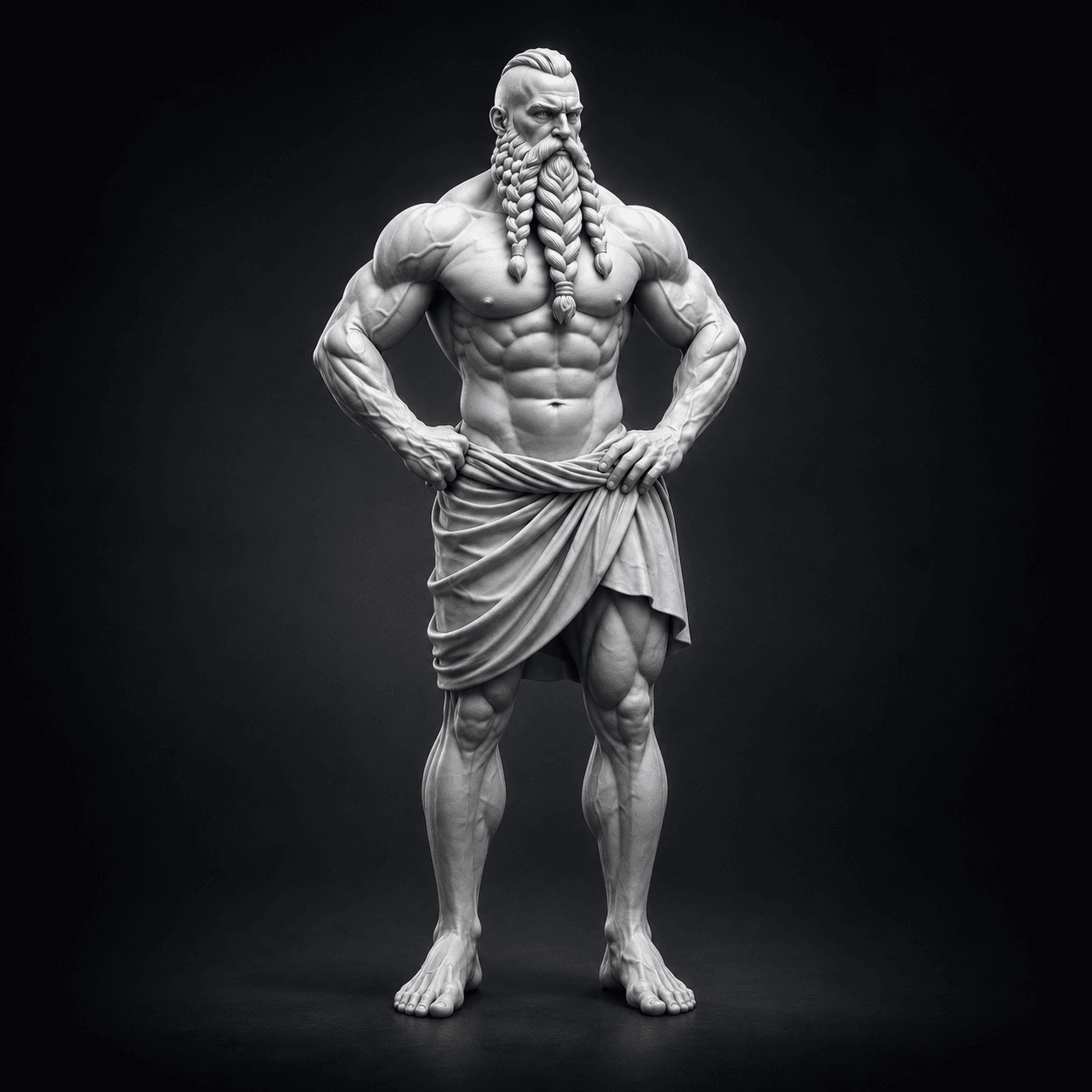 Legendary Viking Warrior Statue STL | Norse Mythology Figure | Muscular Barbarian Sculpture | 3D Pri 3d model