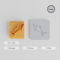 Shark Stamp Tile Set, 5 Sizes: 20-40mm, Perfect for Clay, Cookies & Fondant PRODUCT_3735 3d model