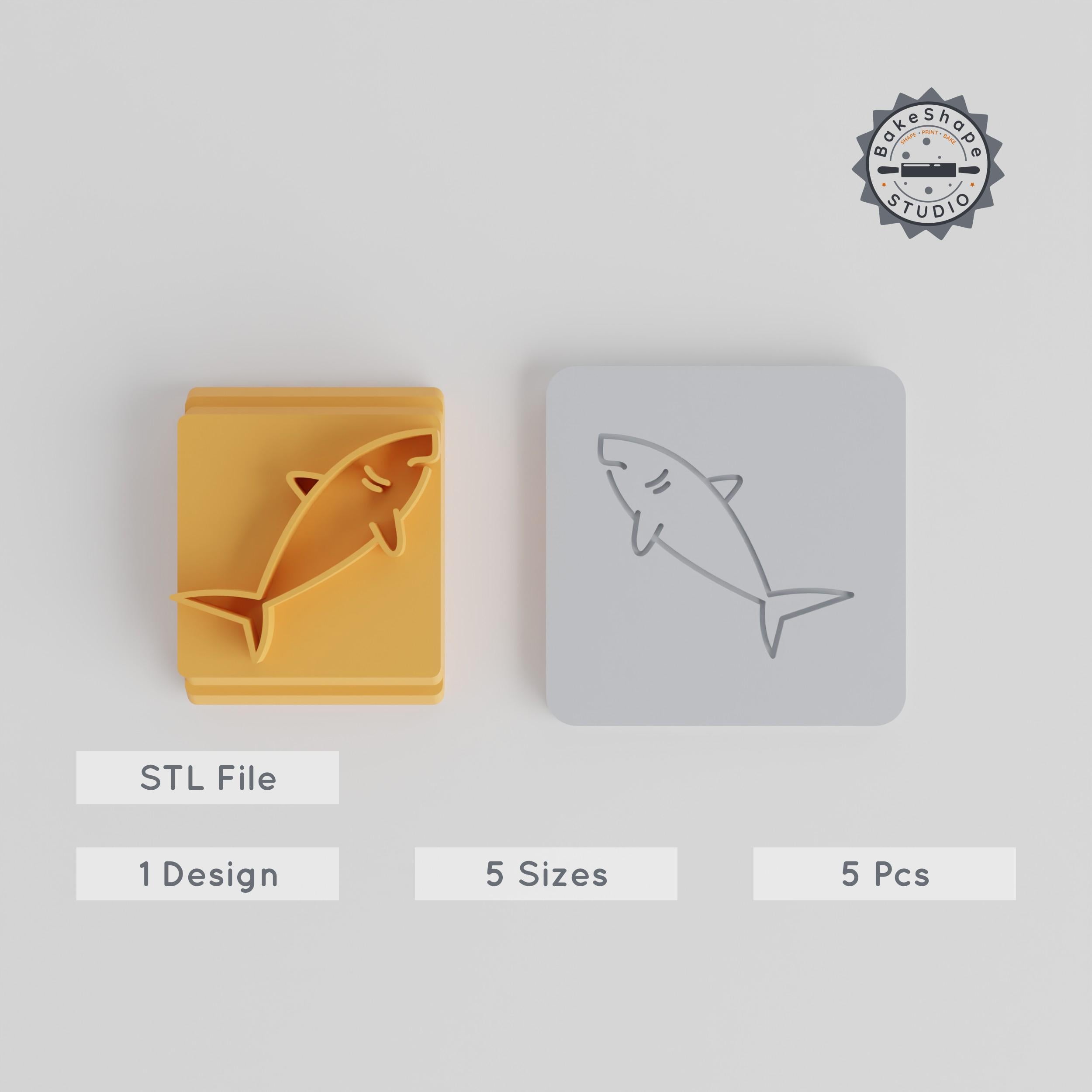 Shark Stamp Tile Set, 5 Sizes: 20-40mm, Perfect for Clay, Cookies & Fondant PRODUCT_3735 3d model