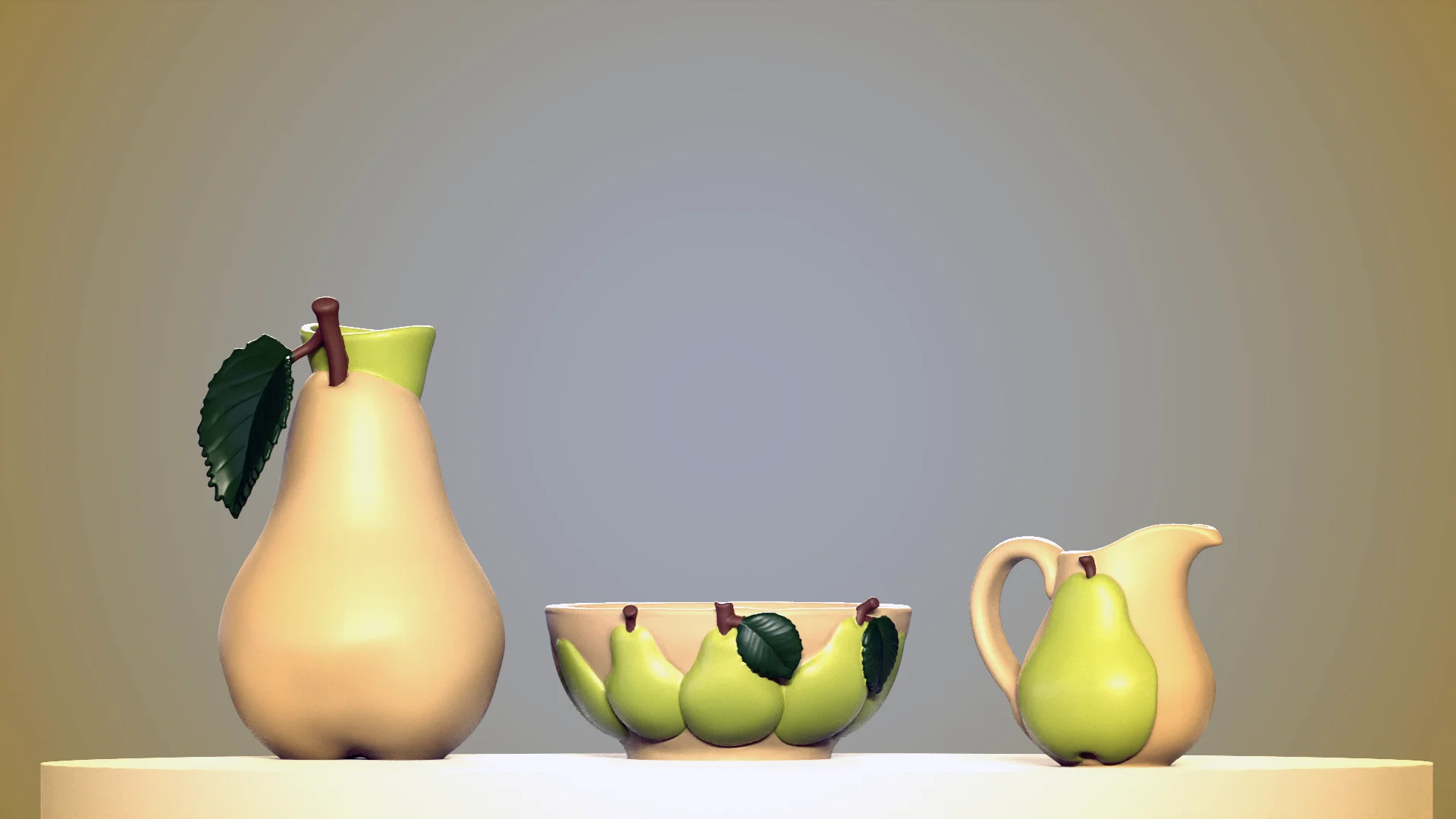 Juicy Pear Kitchenware Set - Pitcher, Bowl & Creamer Bundle 3d model