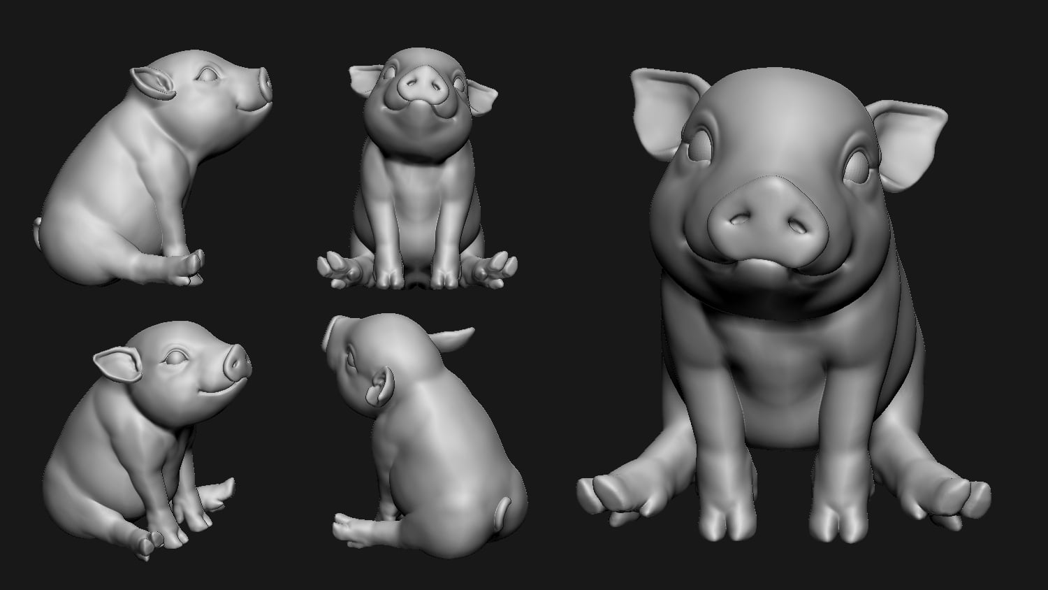 Cute Sit Piglet 3d model