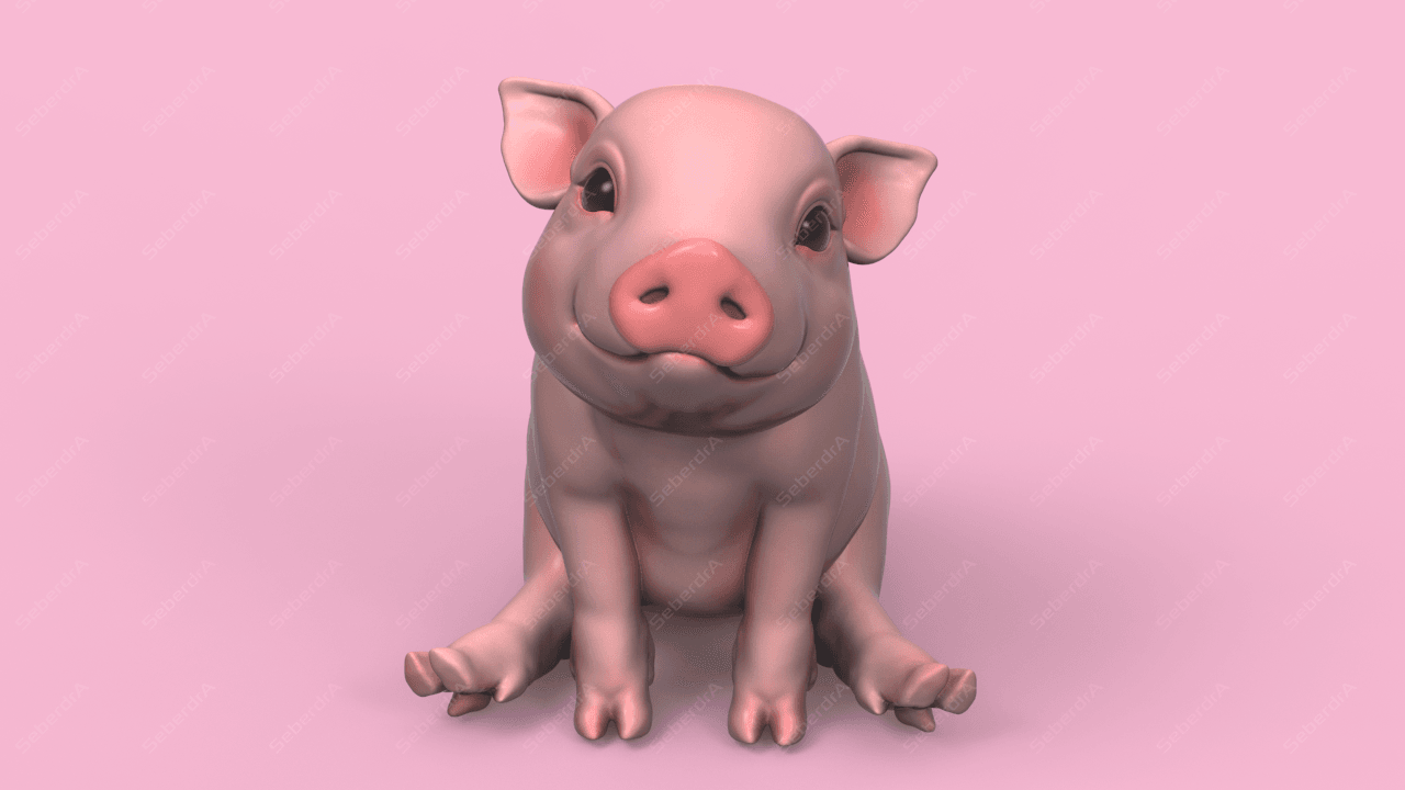 Cute Sit Piglet 3d model