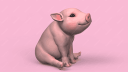 Cute Sit Piglet 3d model