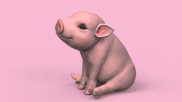 Cute Sit Piglet 3d model