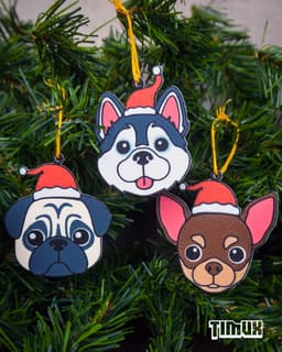 PUPPYS KEYCHAINS - CHRISTMAS ORNAMENTS - SET #5 3d model