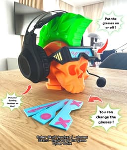 Headset Skull Stand - Inspired by "Cyber Punk" 3d model