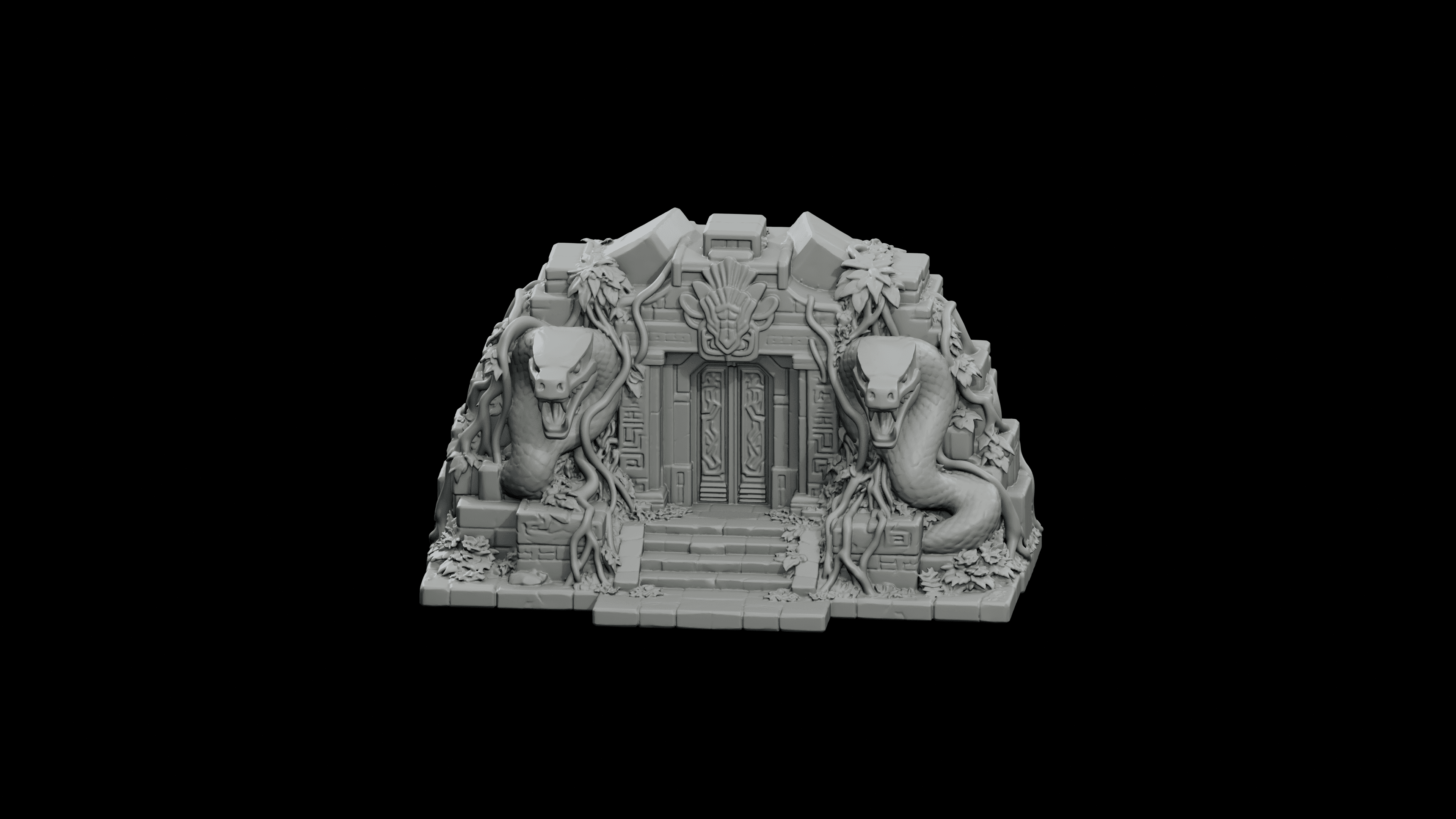 Serpent Gate Jungle Temple STL - Printable Fantasy Sacred Architecture 3d model