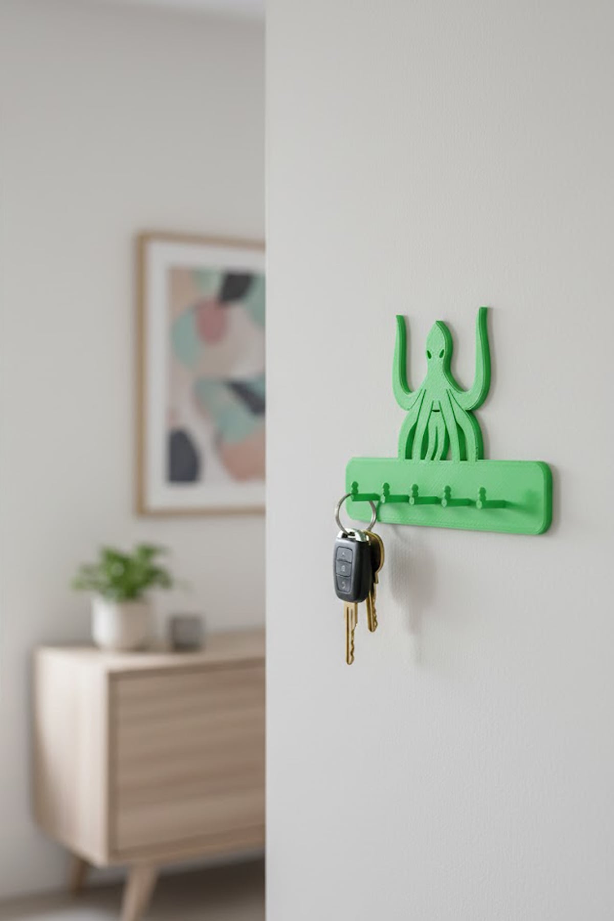 Modern Wall-Mounted Key Holder – Minimalist 3D Printable Entryway Organizer 3d model