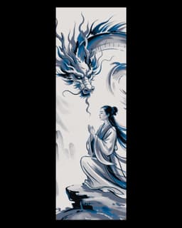 Chinese depiction of a maiden and her guardian dragon - set of bookmarks 3d model