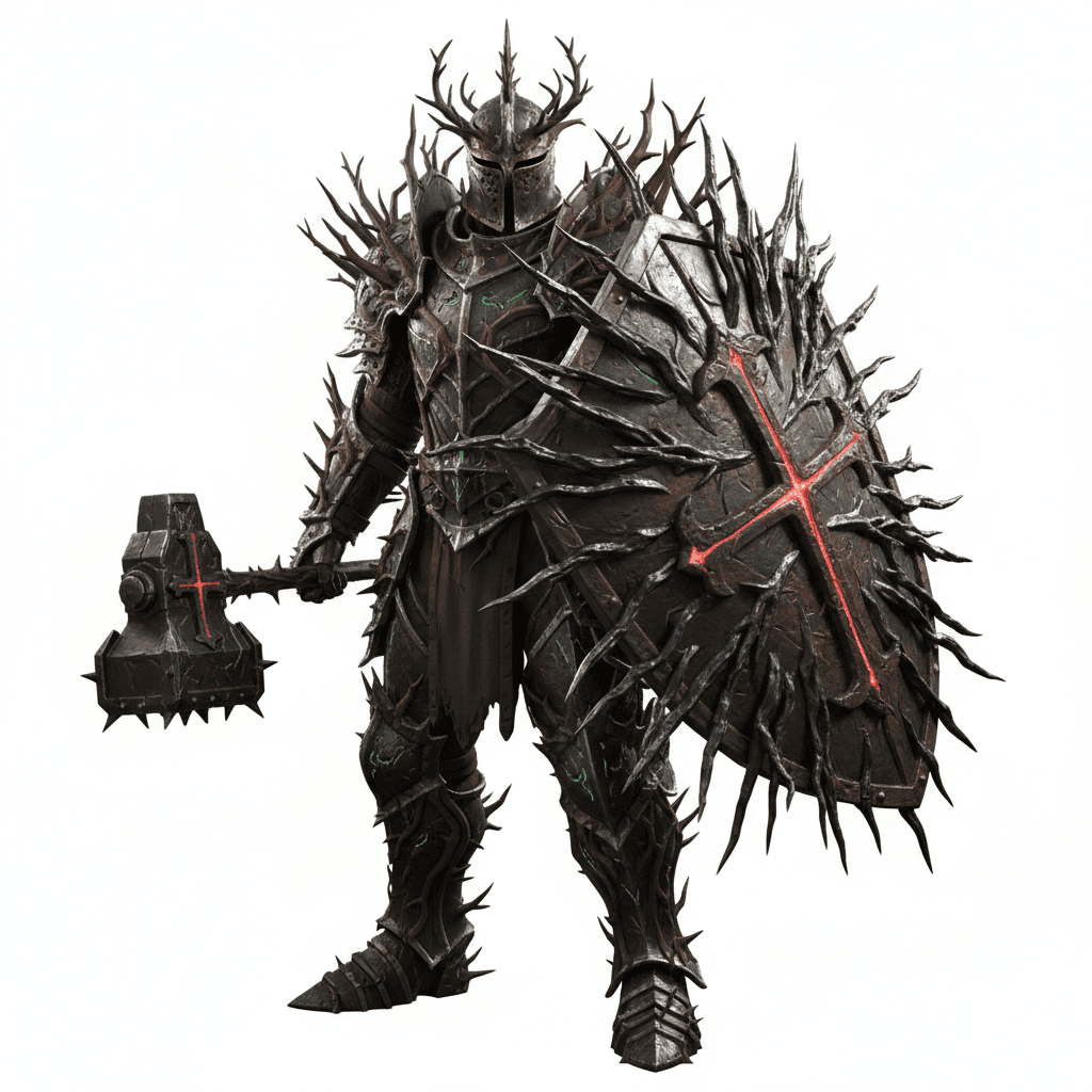 Thorn Shield Crusader Fantasy Knight 3d model