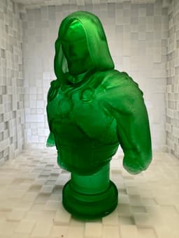 Fotis knocks it out of the park again with another fantastic sclupt!
This Iron Doom bust is printed in Anycubic Translucent Green resin using the pre-supported (by Chuck Zarro) model files. I want to try and paint this, but am afraid I'll muck it up. 3d model