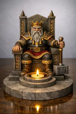 Free Dwarf King Tealight Holder STL – Fantasy Throne Candle Holder 3D Print 3d model