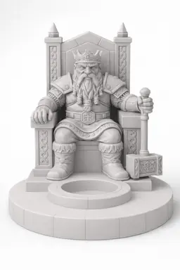Free Dwarf King Tealight Holder STL – Fantasy Throne Candle Holder 3D Print 3d model