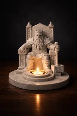 Free Dwarf King Tealight Holder STL – Fantasy Throne Candle Holder 3D Print 3d model