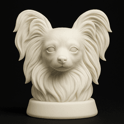 Papillon Dog Bust - Dog Statue - STL 3MF - 3D Printable Dog Model - Pet Memorial 3d model