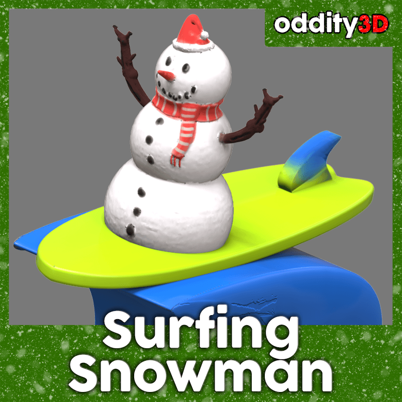 Surfing Snowman Decoration 3d model