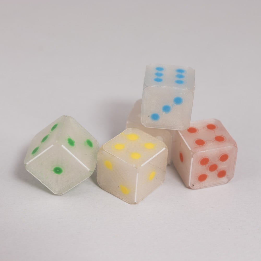Folding 16mm Dice // Single and Dual Color 3d model