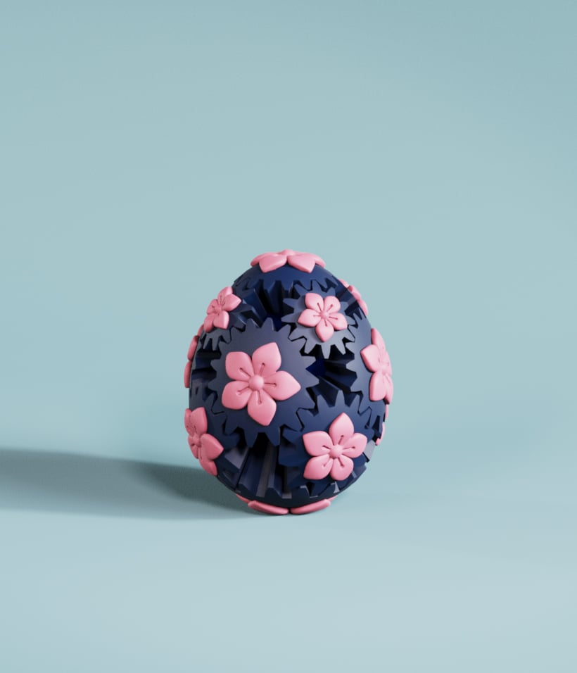 Sakura Egg Gear Fidget 3d model