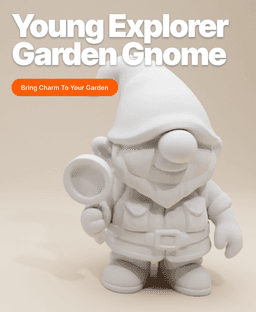 Young Explorer Garden Gnome – Boy Figurine (Whimsical Clay Style) 3d model
