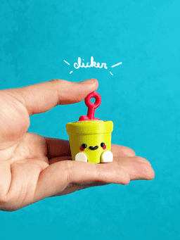 Cute Articulated & Clicker Sand Bucket | Print-in-place | Support-free 3d model
