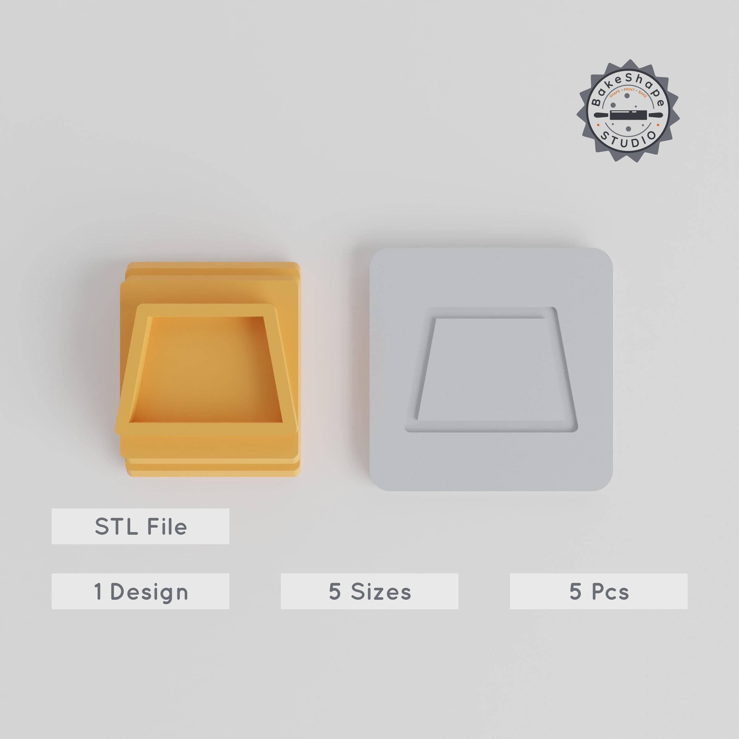 Trapezoid Stamp Tile Collection, 5 Sizes 20-40mm, Perfect for Clay, Cookies & Fondant, Geometric 2D Shape PRODUCT_1697 3d model