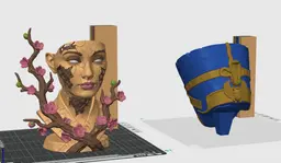 Nefertiti Blossom Bust 3MF | Egyptian Multi-Color | Cracked Art 3d model