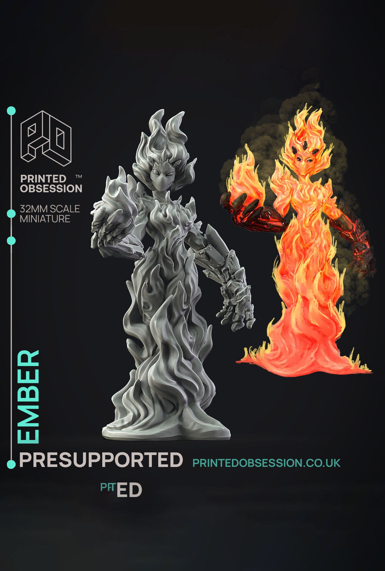 Ember - Dungeon Cleaning Inc - PRESUPPORTED - Illustrated and Stats - 32mm scale 3d model