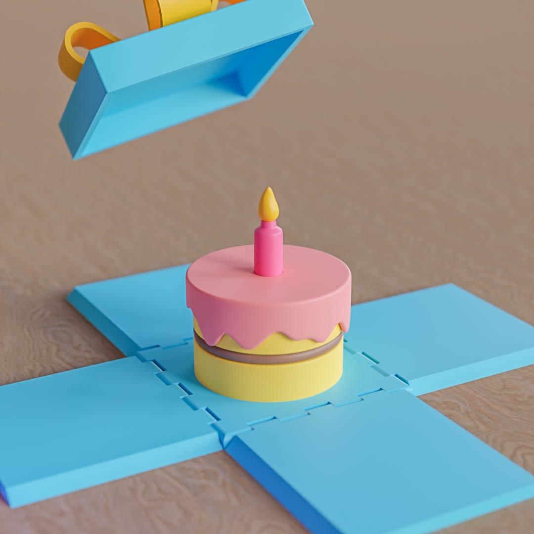 Birthday gift box with cake #PartyThangs 3d model