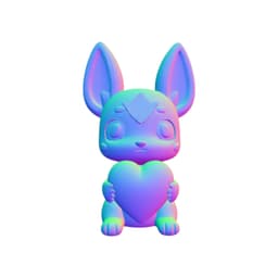 Glaceon Inspired 3D STL Model - Cute Ice Fox Holding Heart - Fan-Made Digital File for 3D Printing & 3d model