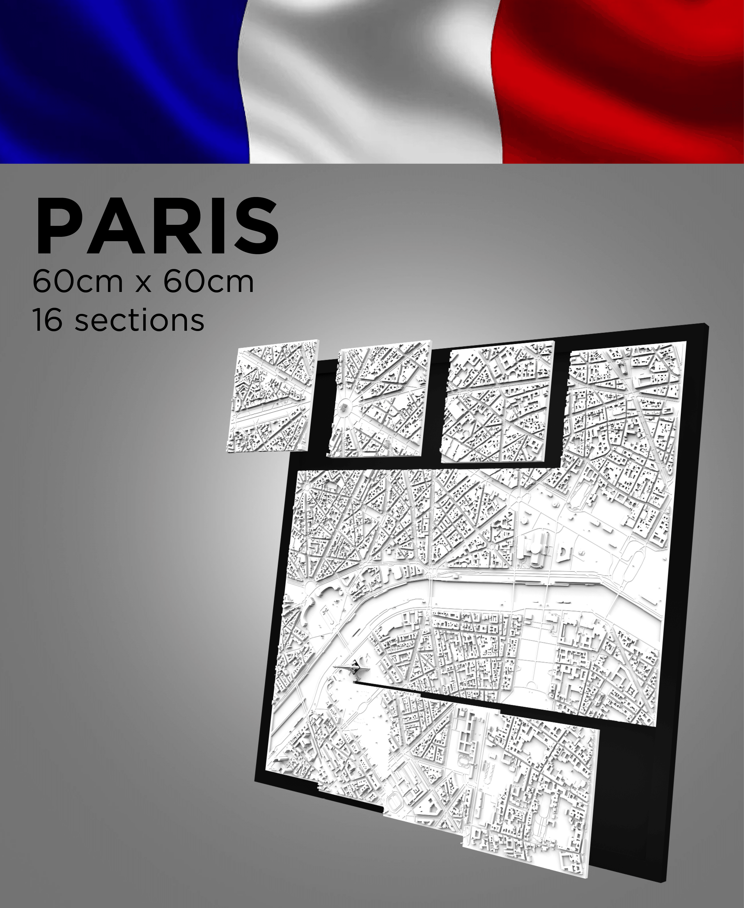 PARIS, Skyline 3d map 3d model