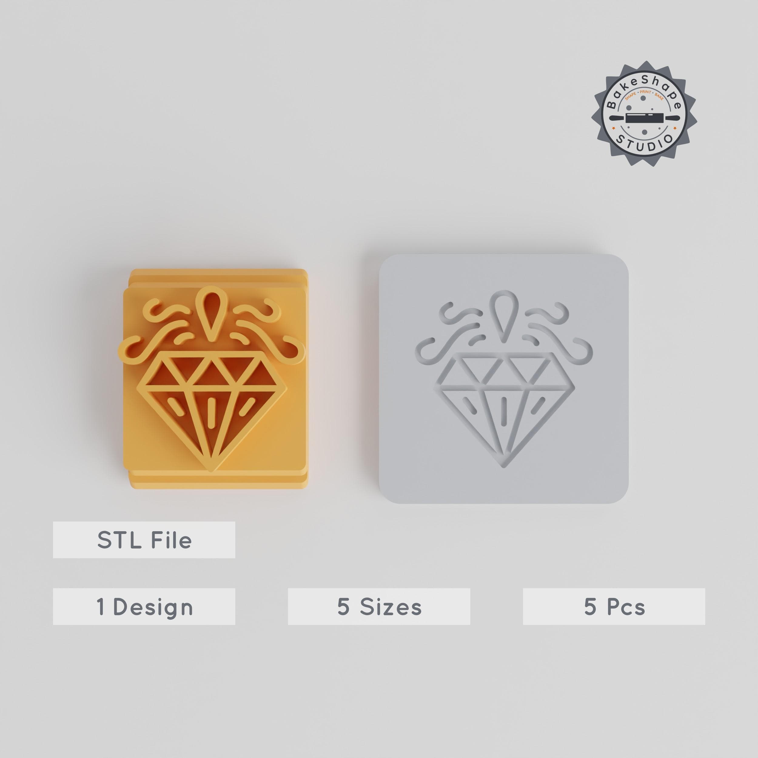 Diamond Stamp Tile Set, 5 Sizes, Skull Motif, Perfect for Clay, Cookies, Fondant & More PRODUCT_1854 3d model