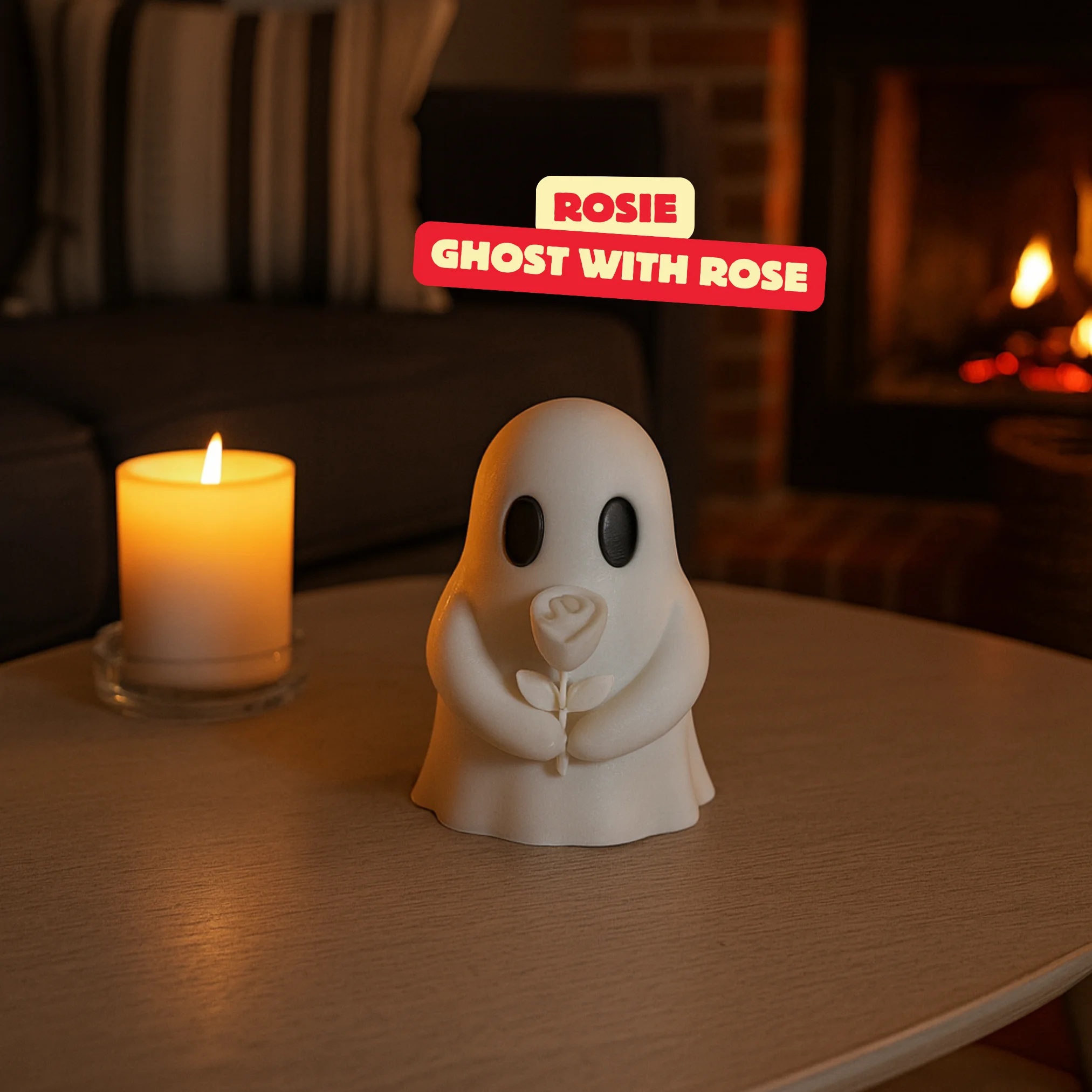 GHOST WITH ROSE - ROSIE / HALLOWEENDECOR / MINIATURE 3d model
