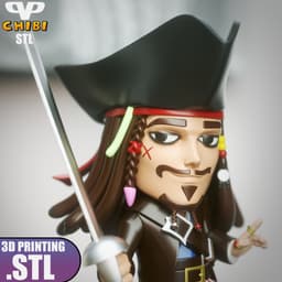 Jack Sparrow Chibi STL for 3D Printing ChibiSTL 3DXM 3d model
