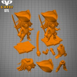 Jack Sparrow Chibi STL for 3D Printing ChibiSTL 3DXM 3d model