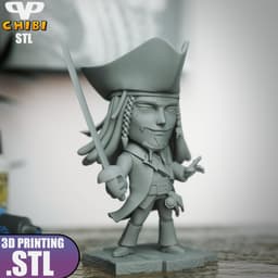 Jack Sparrow Chibi STL for 3D Printing ChibiSTL 3DXM 3d model