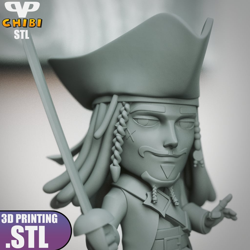 Jack Sparrow Chibi STL for 3D Printing ChibiSTL 3DXM 3d model