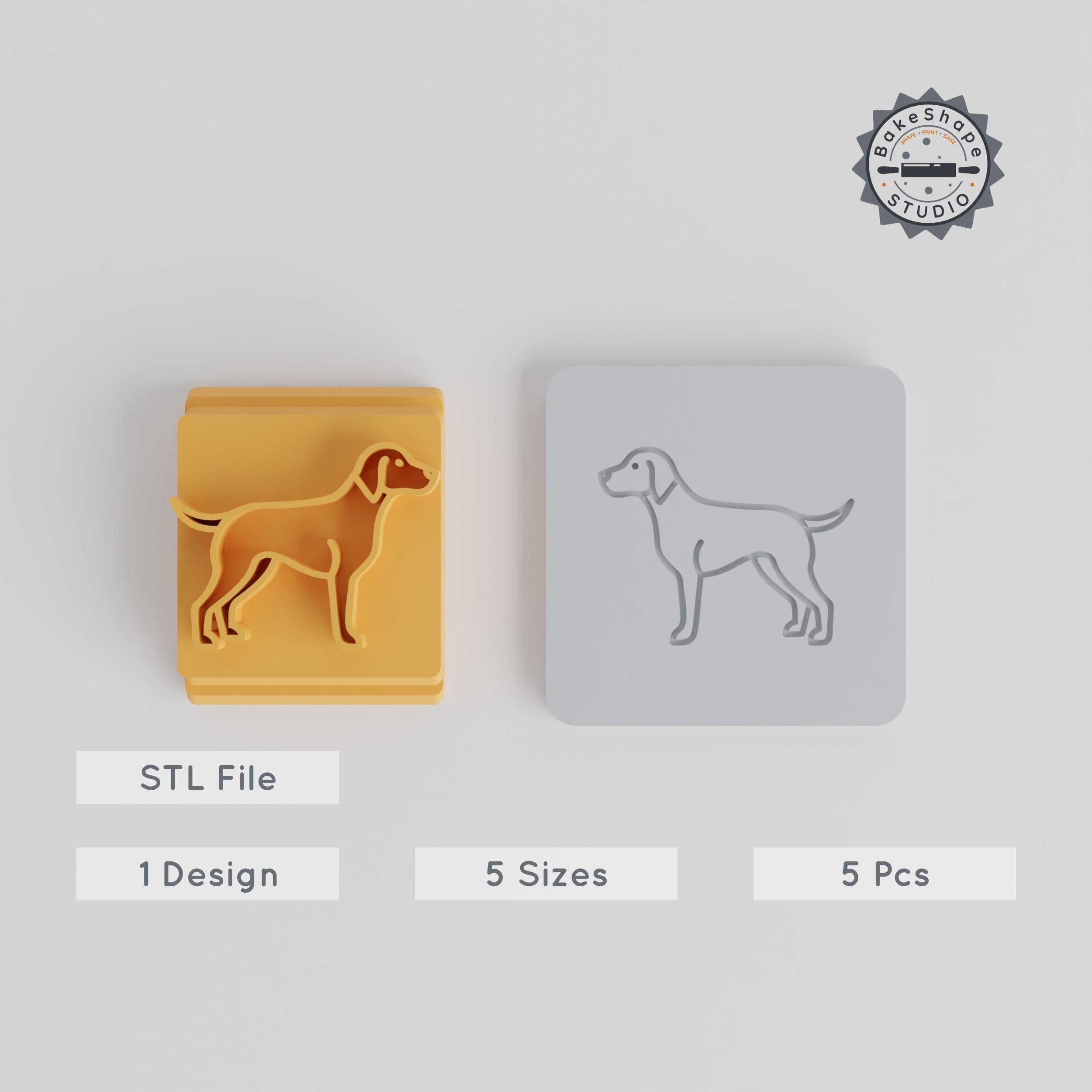 Vizsla Pet Puppy Stamp Tile Set, 5 Motif Sizes for Clay, Cookies & Fondant PRODUCT_2014 3d model