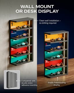 Modular F1 Display Shelf – Stackable 1/64 Scale LED Garage Diorama Stand | Wall Mount or Desk 3d model