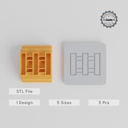 Stamp Tile Fence Motif Set, 5 Sizes: 20-40mm, Perfect for Clay, Cookies & Fondant PRODUCT_2347 3d model