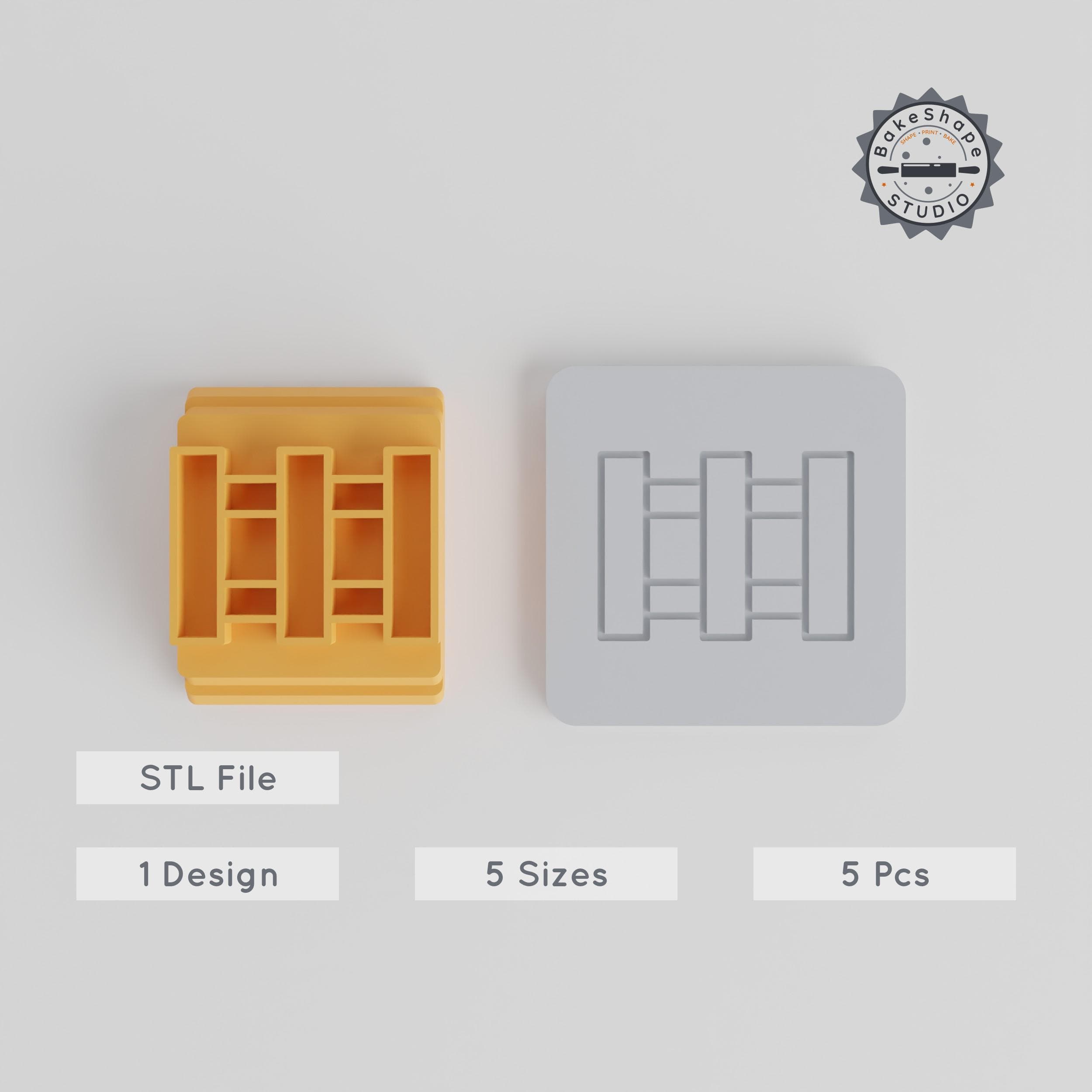 Stamp Tile Fence Motif Set, 5 Sizes: 20-40mm, Perfect for Clay, Cookies & Fondant PRODUCT_2347 3d model