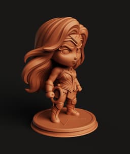 Wonder Woman Chibi Figure | Amazonian Warrior Statue | DC Comics Fan Art 3d model