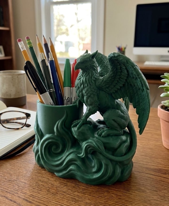 Griffin Guardian Stationery Organizer & Desk Sculpture 3d model