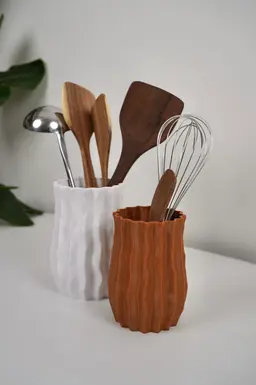 WAVRA | Modern Textured Utensil Holder | 3D Printed Kitchen Organizer 3d model
