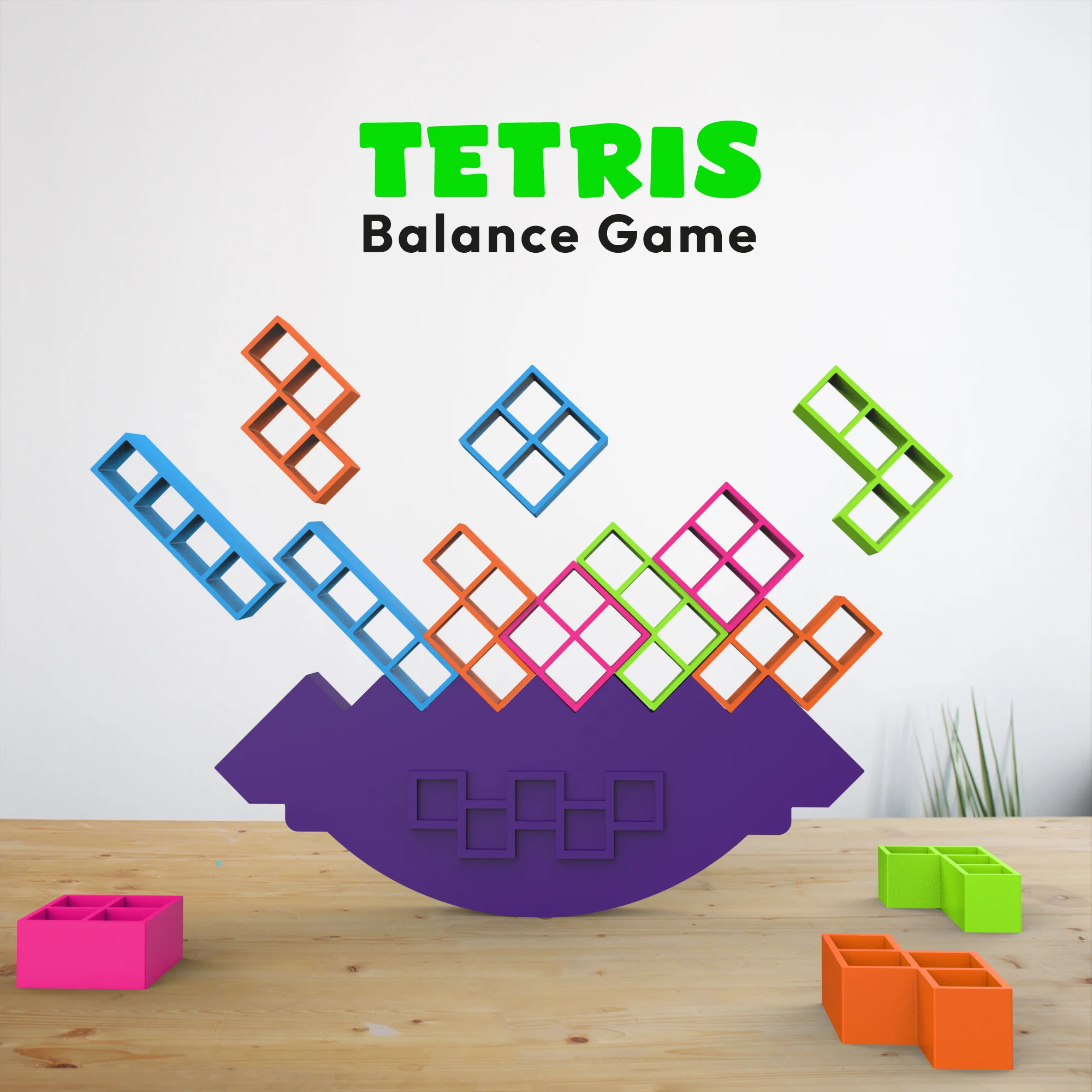 Balance Tetris Game, Family Fun Game, Tower Stacking Puzzle Game, Fun for All Ages, 1 to 4 Players 3d model