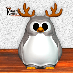 Christmas Knit Toy Prancer Penguin with Reindeer Antlers 3d model