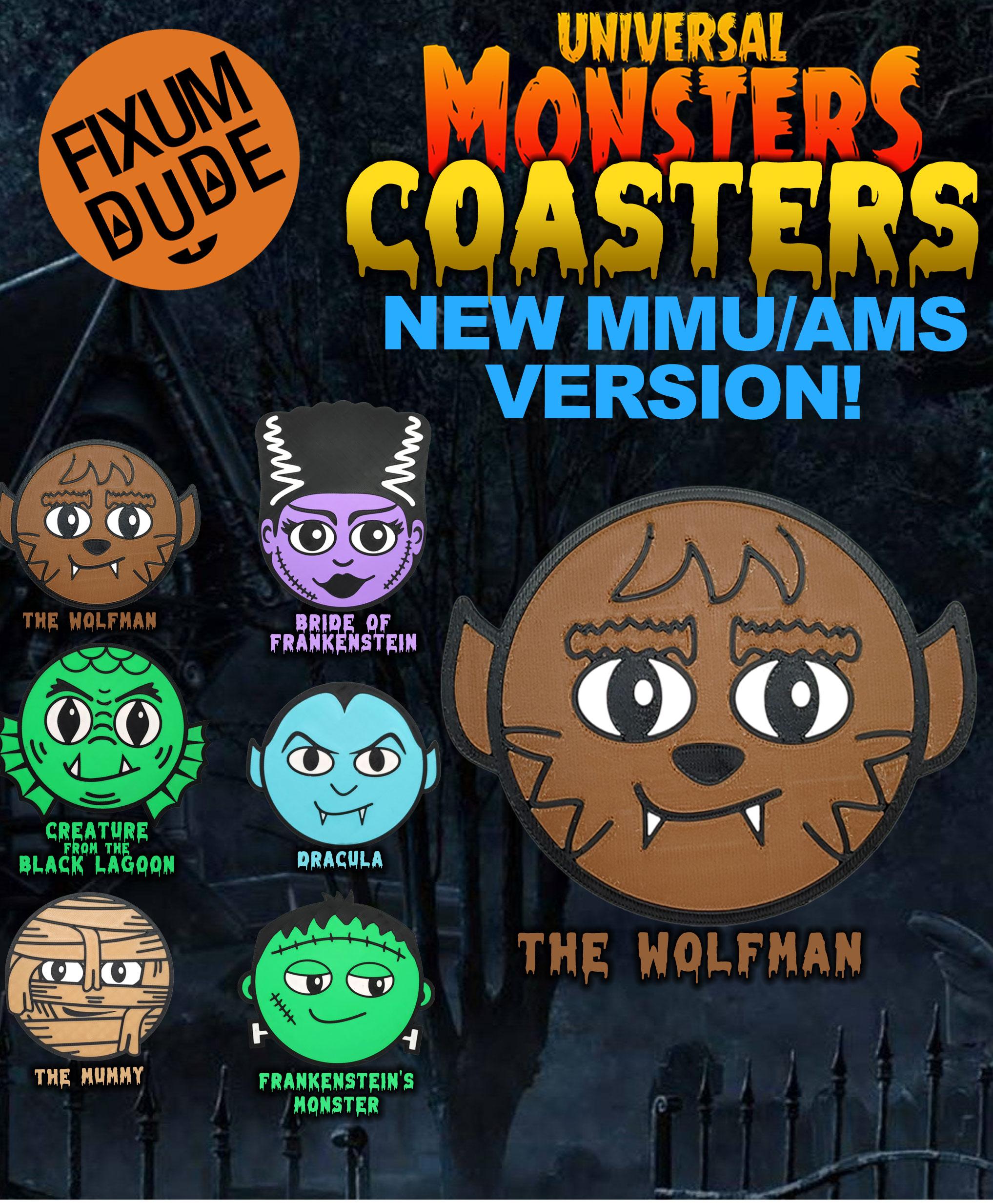 Universal Monsters Coasters MMU/AMS - Wolfman 3d model