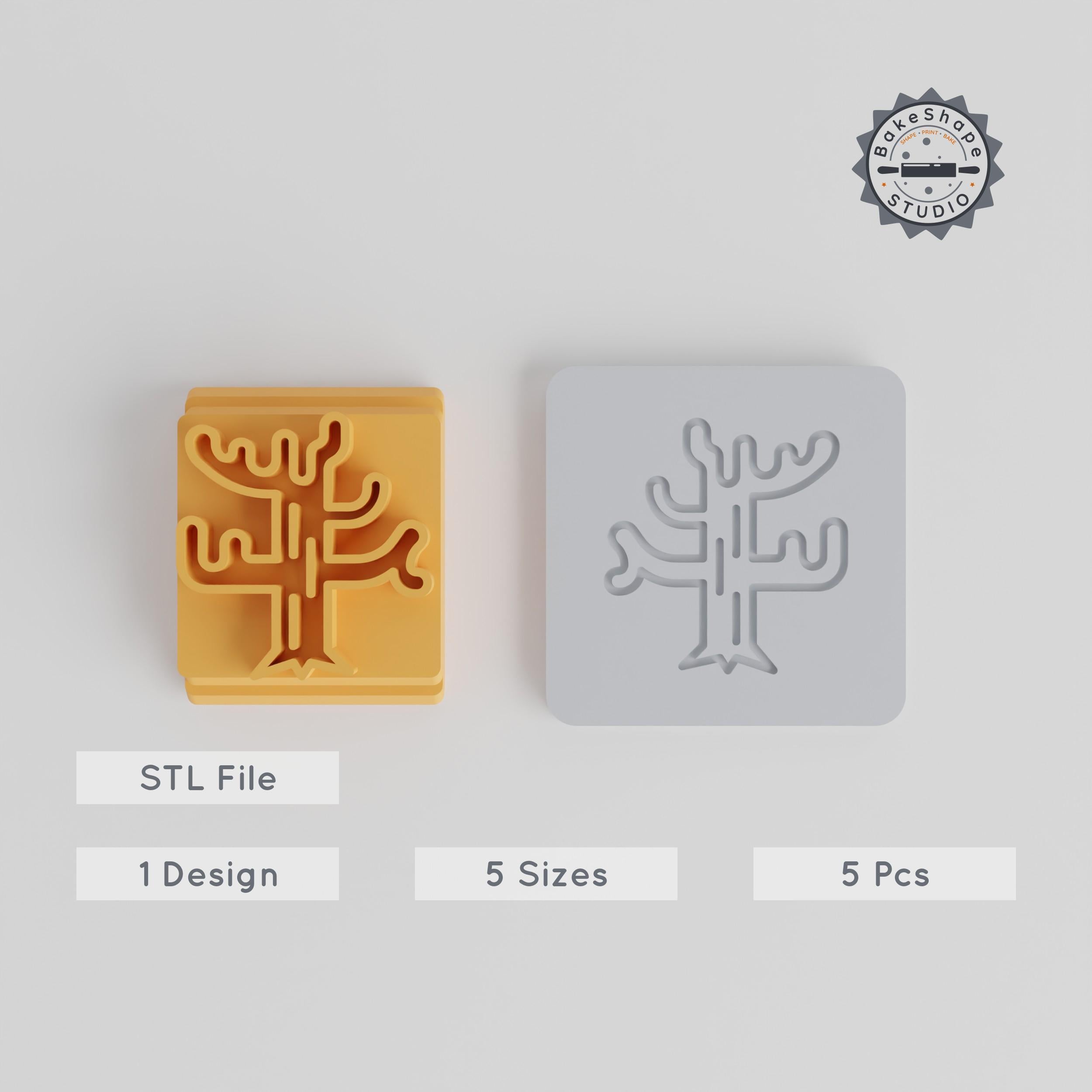 Winter Tree Stamp Tile Set, 5 Motif Sizes for Clay, Cookies & Fondant PRODUCT_5453 3d model